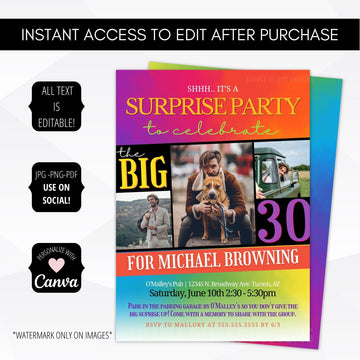 surprise party invitation template pride